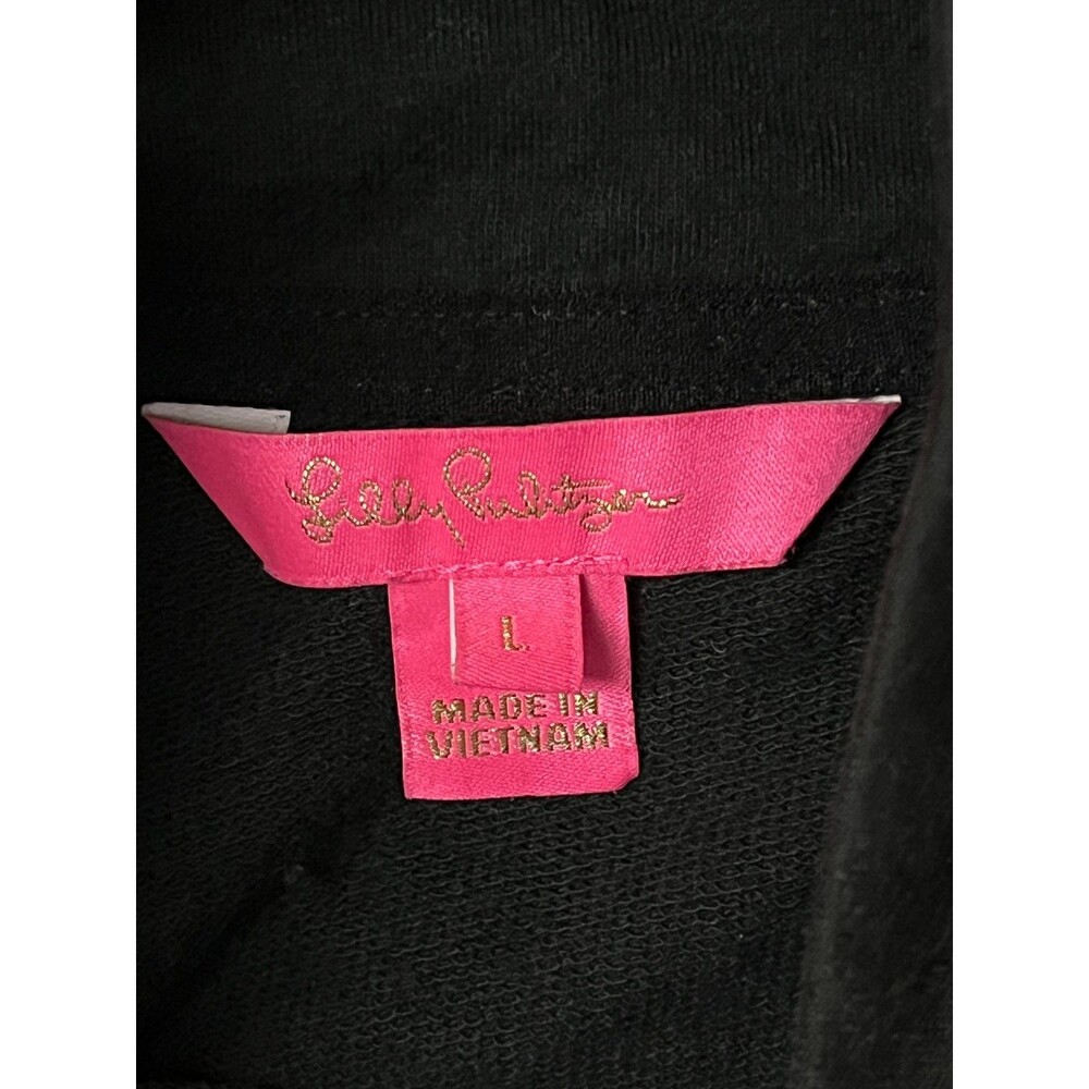 Lilly Pulitzer Skipper Popover Black Dress Lace Long Sleeve Women's Large - Picture 6 of 8